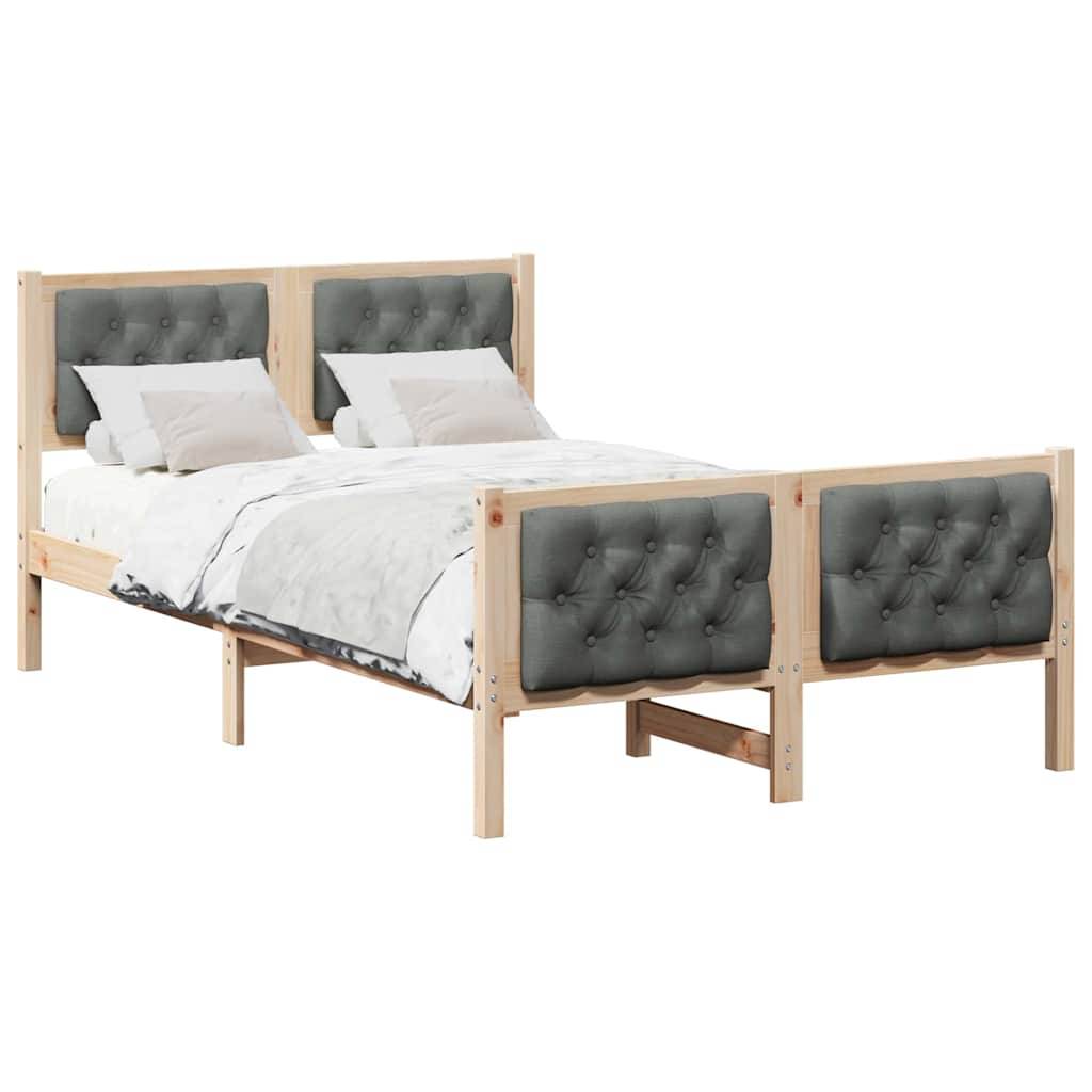 vidaXL Bettrahmen Dunkelgrau 120 x 190 cm Massives Kiefernholz