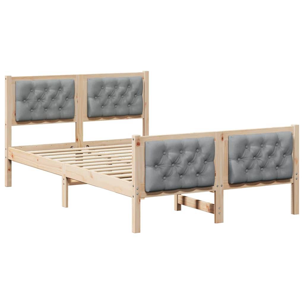 vidaXL Bettrahmen Hellgrau 120 x 190 cm Massives Kiefernholz