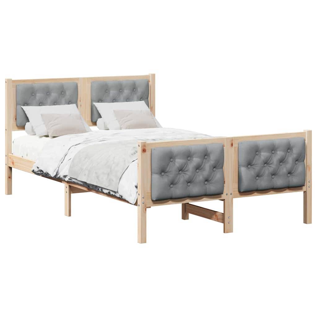 vidaXL Bettrahmen Hellgrau 120 x 190 cm Massives Kiefernholz