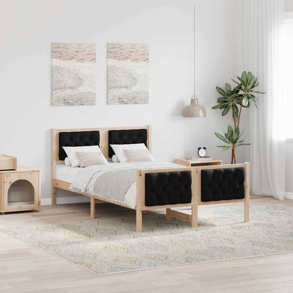 vidaXL Bettrahmen Schwarz 135 x 190 cm Massives Kiefernholz