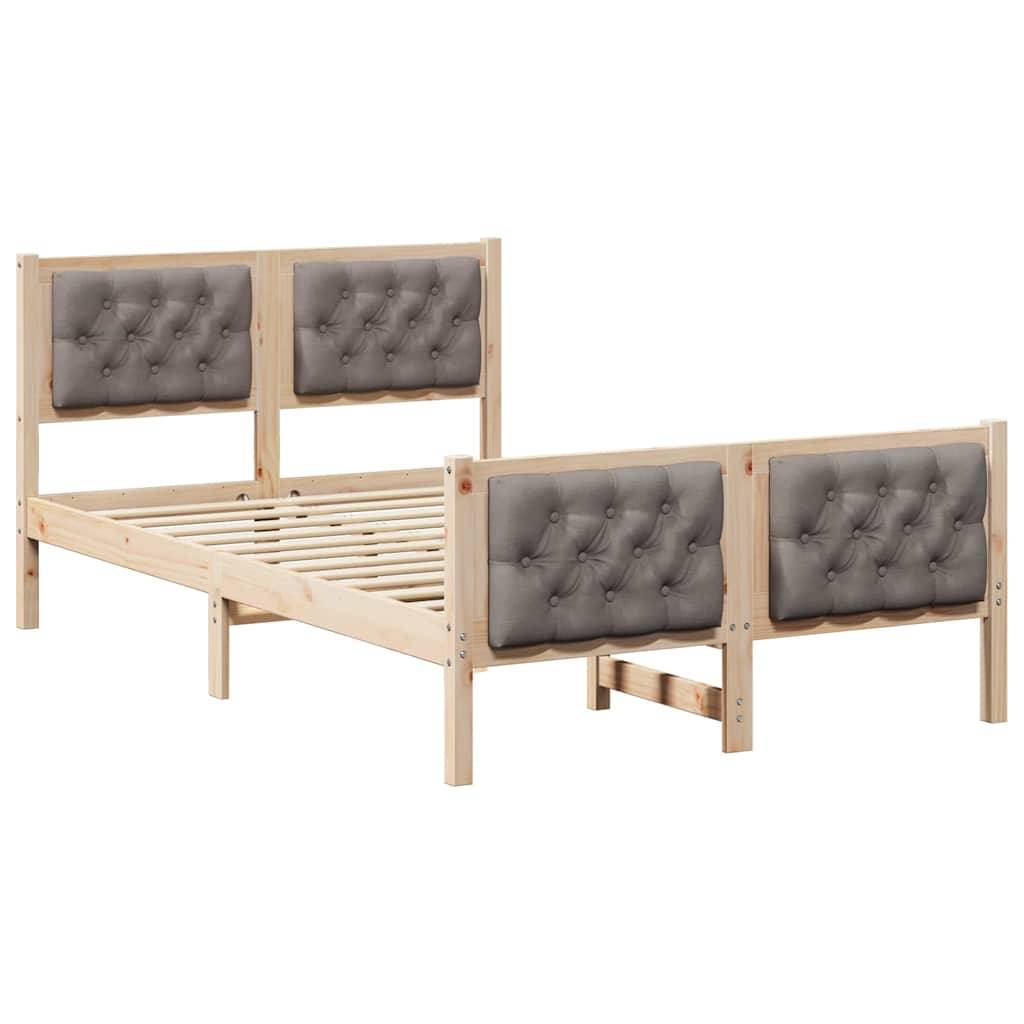 vidaXL Bettrahmen mit Kopfteil Taupe 120 x 200 cm Massives Kiefernholz