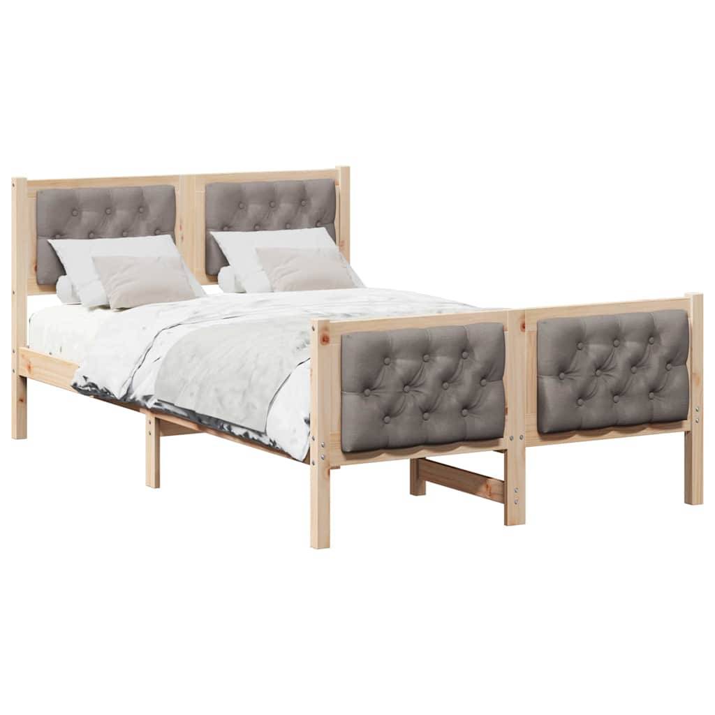vidaXL Bettrahmen mit Kopfteil Taupe 120 x 200 cm Massives Kiefernholz