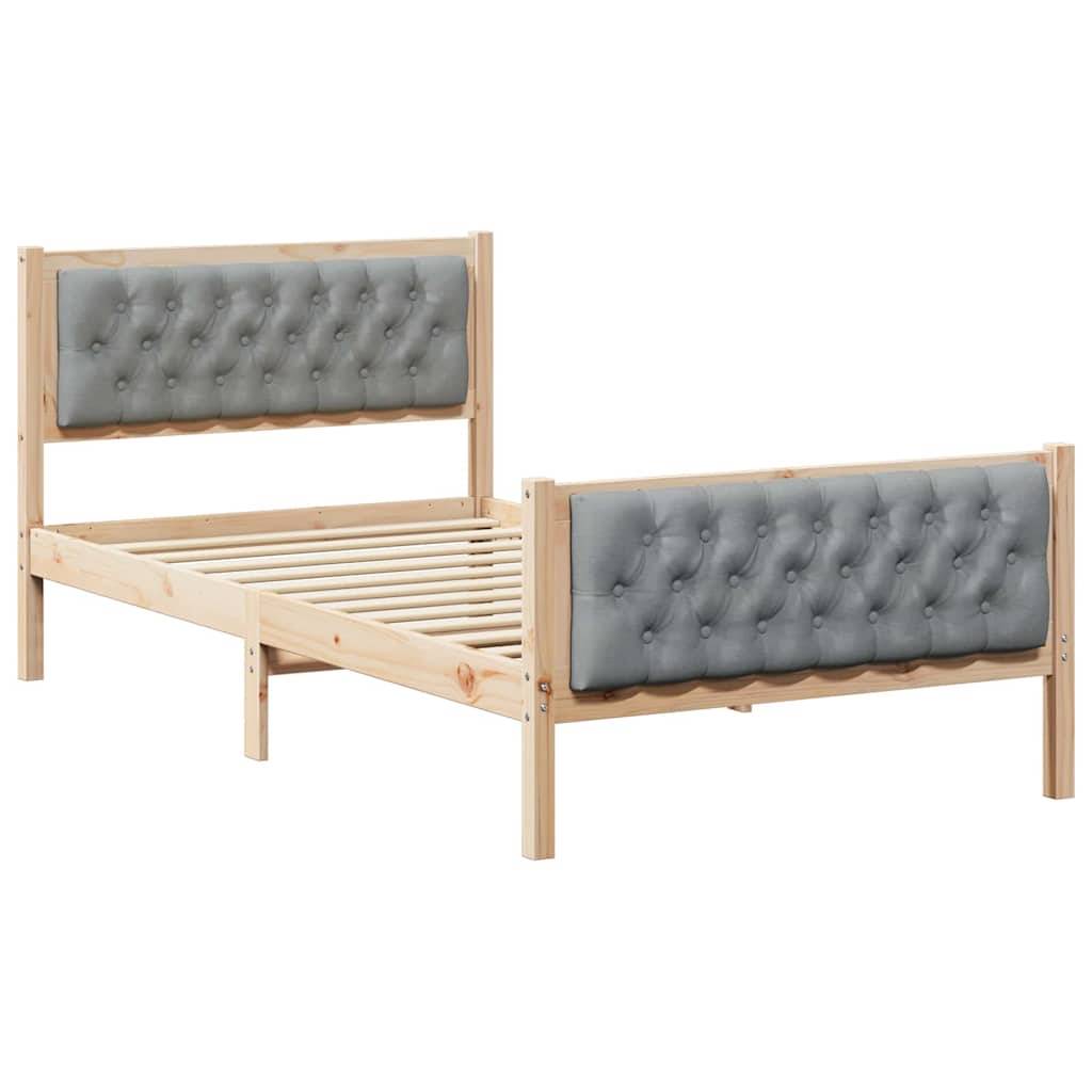 vidaXL Bettrahmen Hellgrau 100 x 200 cm Massives Kiefernholz