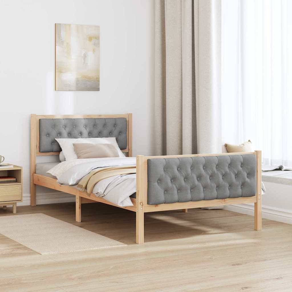 vidaXL Bettrahmen Hellgrau 100 x 200 cm Massives Kiefernholz