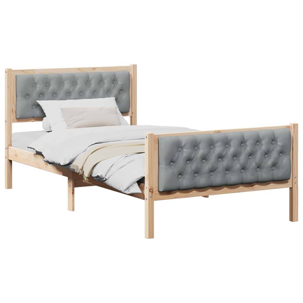 vidaXL Bettrahmen Hellgrau 100 x 200 cm Massives Kiefernholz