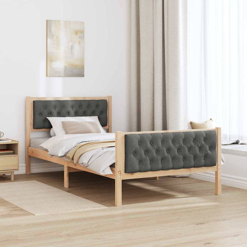 vidaXL Bettrahmen Dunkelgrau 100 x 200 cm Massives Kiefernholz