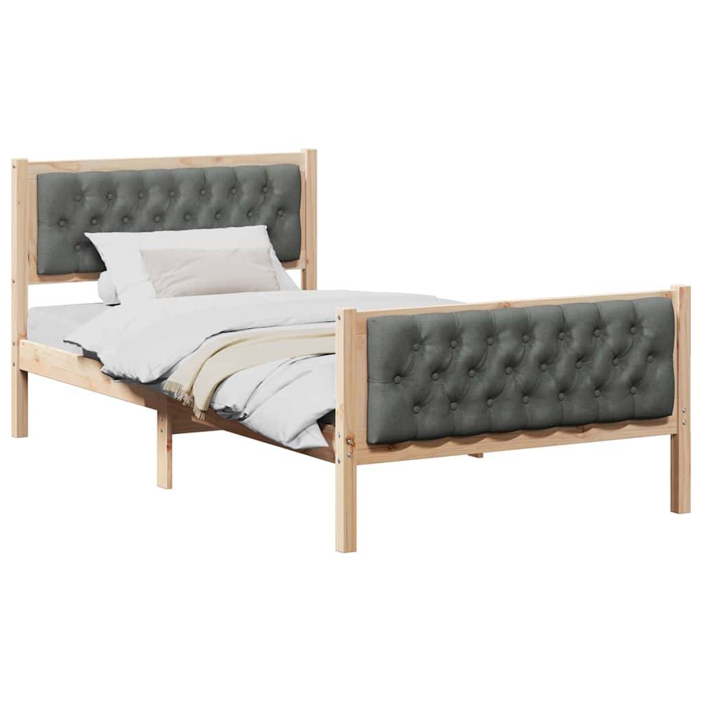 vidaXL Bettrahmen Dunkelgrau 100 x 200 cm Massives Kiefernholz