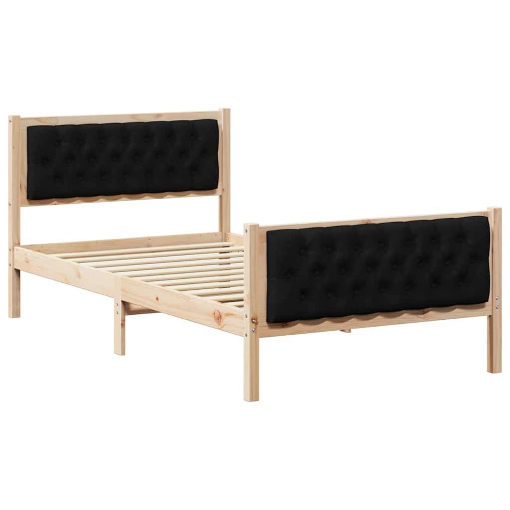 vidaXL Bettrahmen Schwarz 100 x 200 cm Massives Kiefernholz