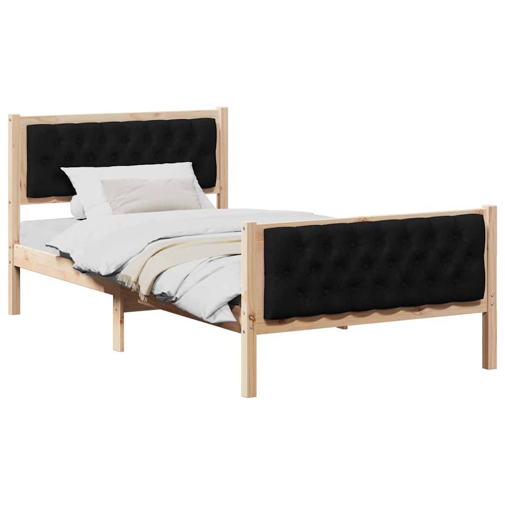 vidaXL Bettrahmen Schwarz 100 x 200 cm Massives Kiefernholz