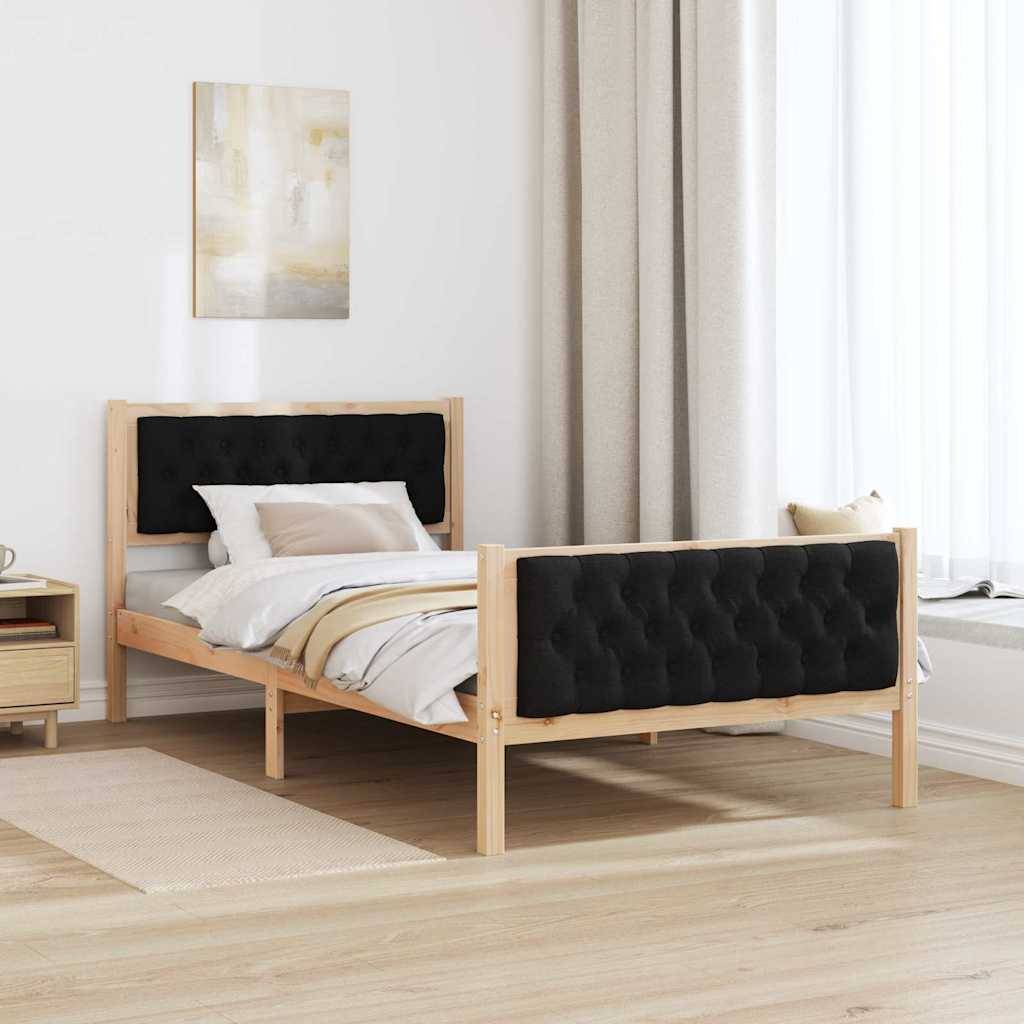 vidaXL Bettrahmen Schwarz 100 x 200 cm Massives Kiefernholz