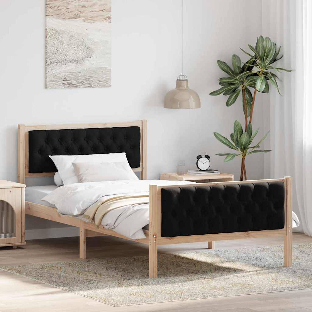 vidaXL Bettrahmen Schwarz 100 x 200 cm Massives Kiefernholz