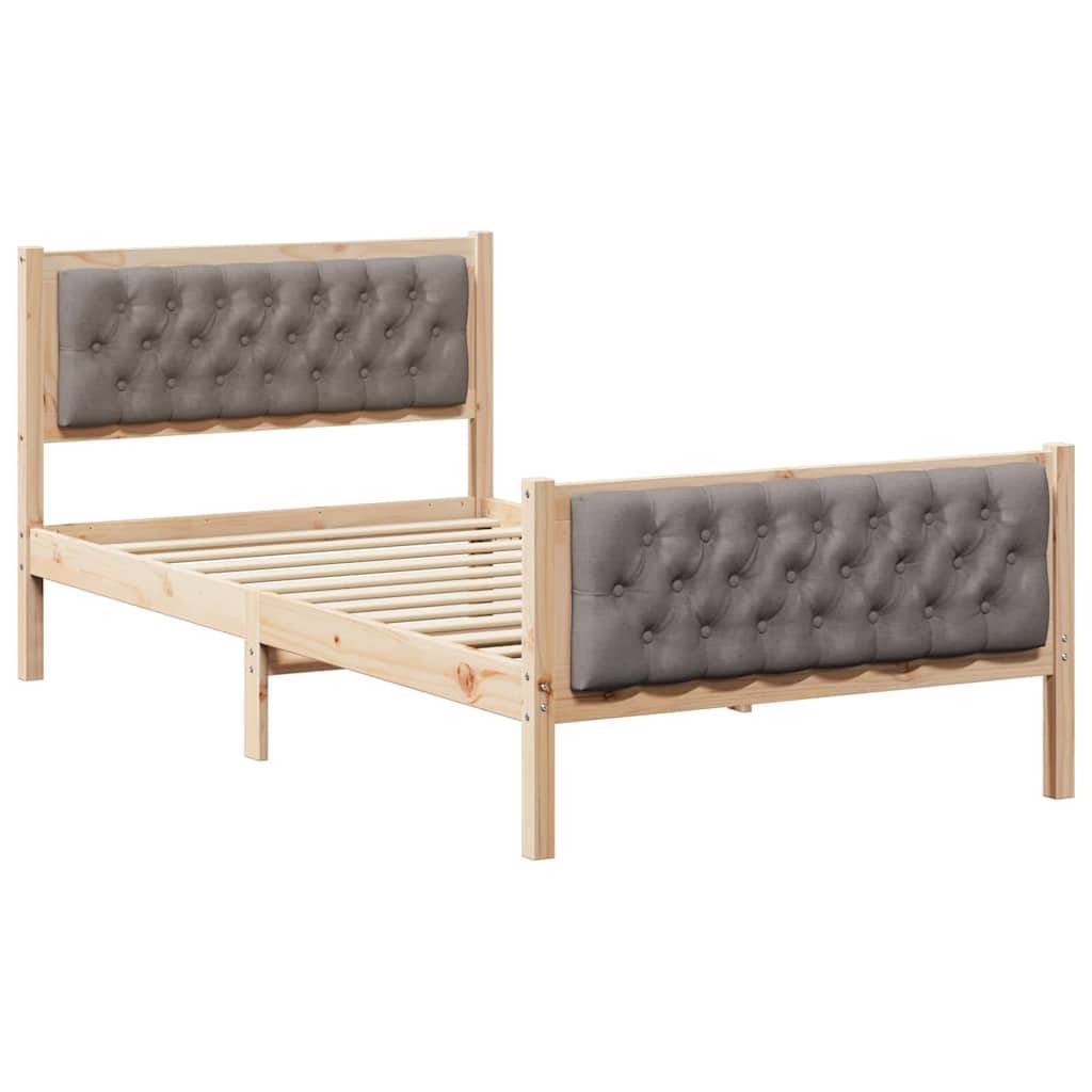 vidaXL Bettrahmen mit Kopfteil Taupe 100 x 200 cm Massives Kiefernholz