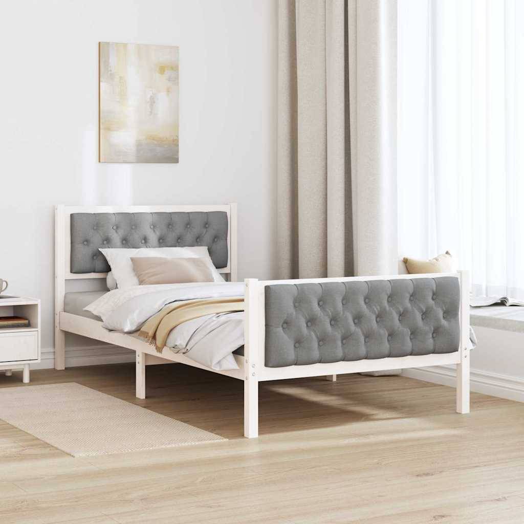 vidaXL Bettrahmen Hellgrau 100 x 200 cm Massives Kiefernholz