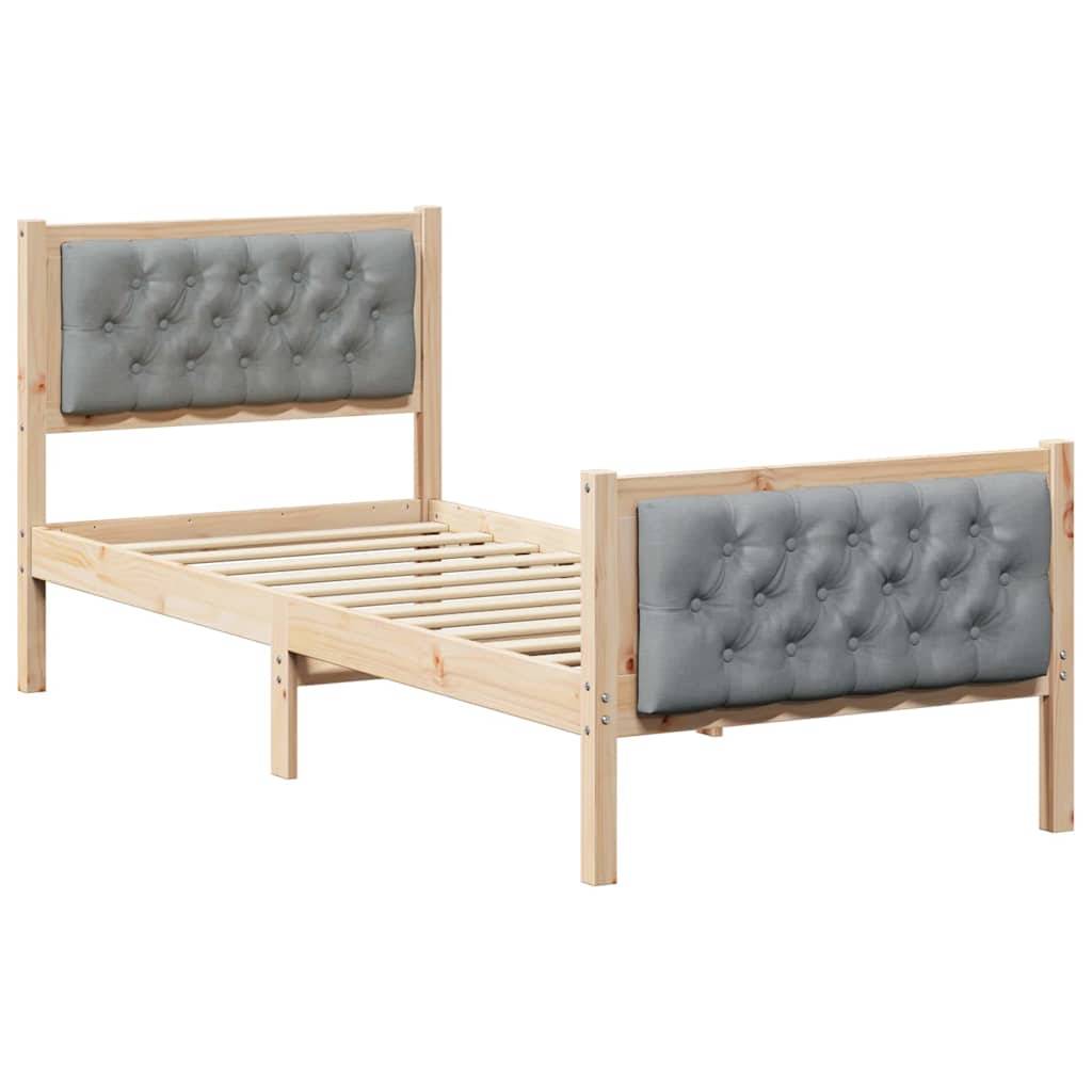 vidaXL Bettrahmen Hellgrau 80 x 200 cm Massives Kiefernholz