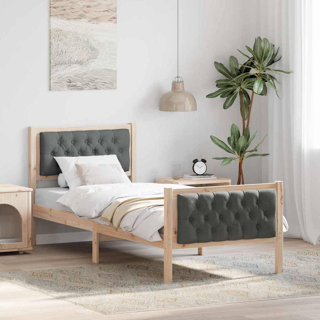 vidaXL Bettrahmen Dunkelgrau 75 x 190 cm Massives Kiefernholz