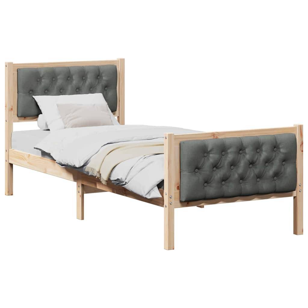 vidaXL Bettrahmen Dunkelgrau 80 x 200 cm Massives Kiefernholz