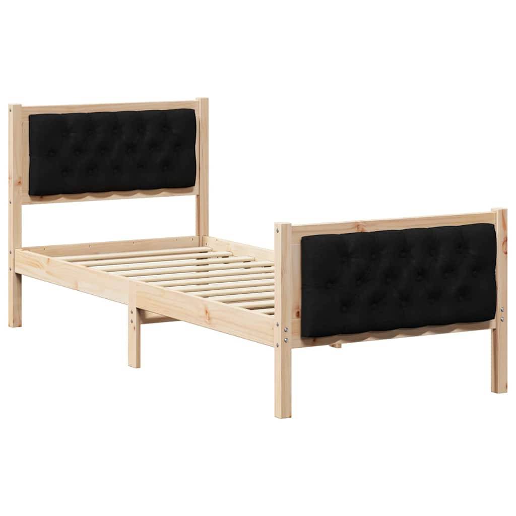 vidaXL Bettrahmen Schwarz 75 x 190 cm Massives Kiefernholz