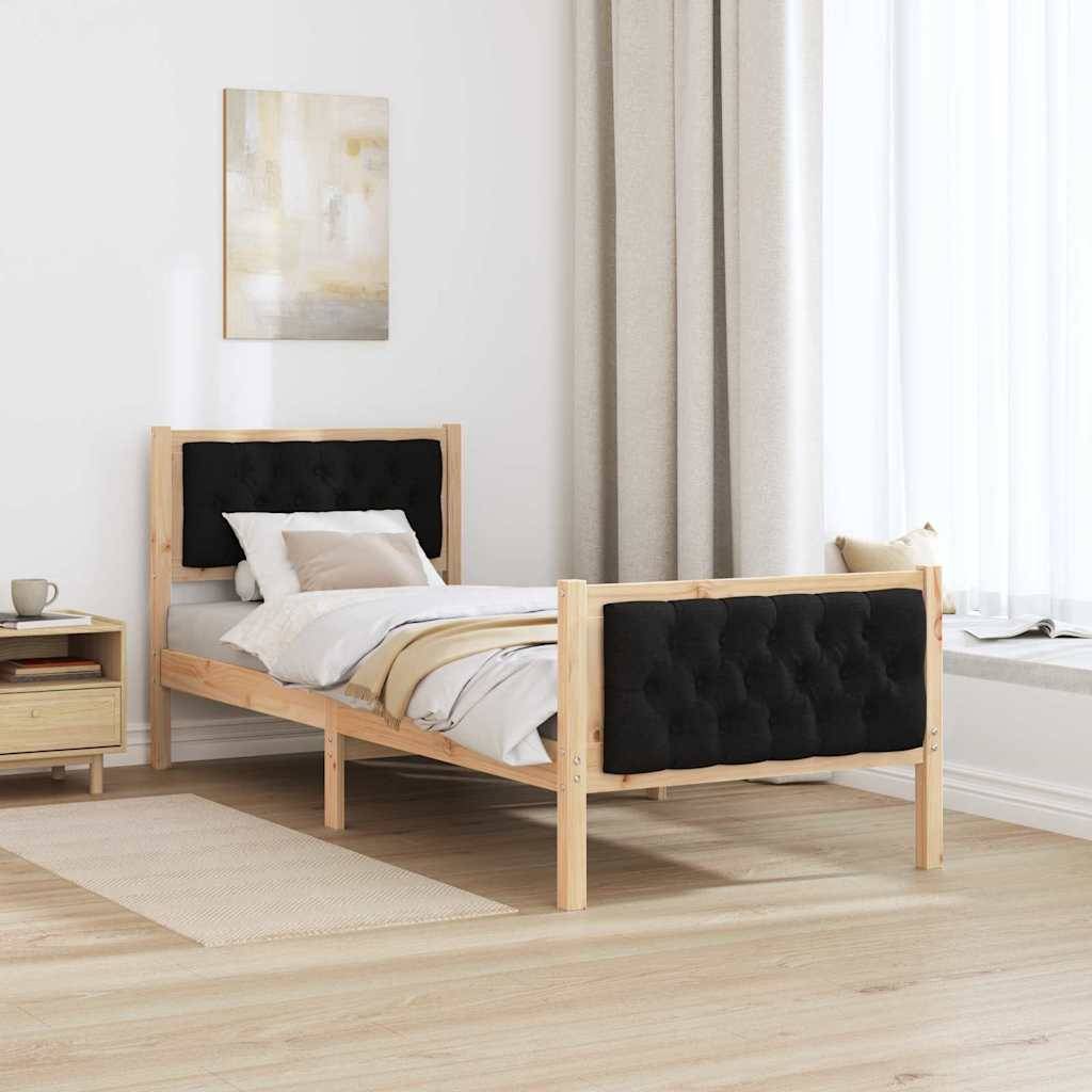 vidaXL Bettrahmen Schwarz 75 x 190 cm Massives Kiefernholz