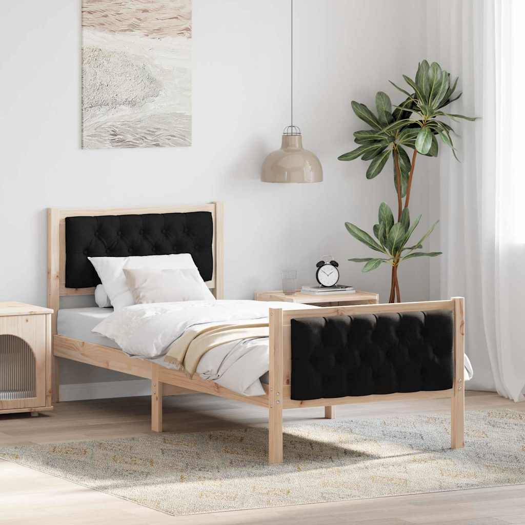 vidaXL Bettrahmen Schwarz 75 x 190 cm Massives Kiefernholz