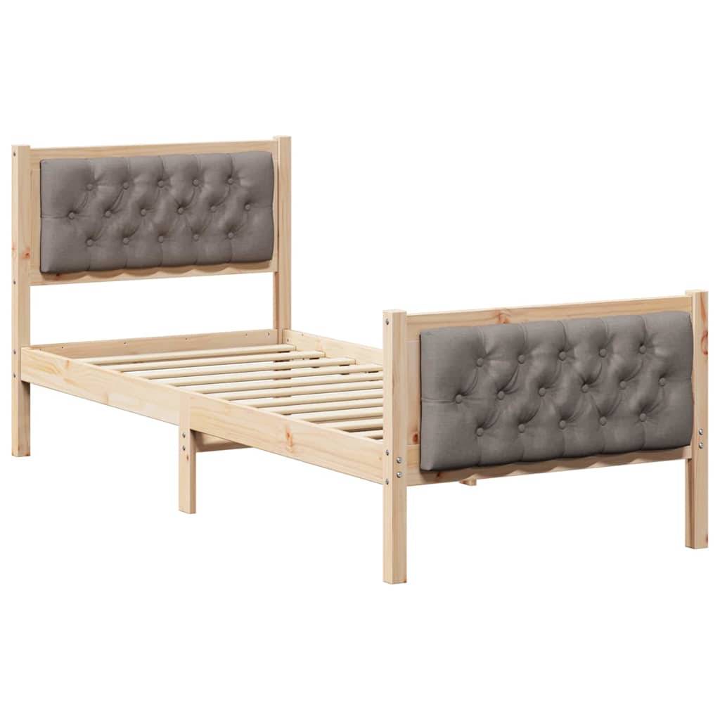 vidaXL Bettrahmen mit Kopfteil Taupe 80 x 200 cm Massives Kiefernholz