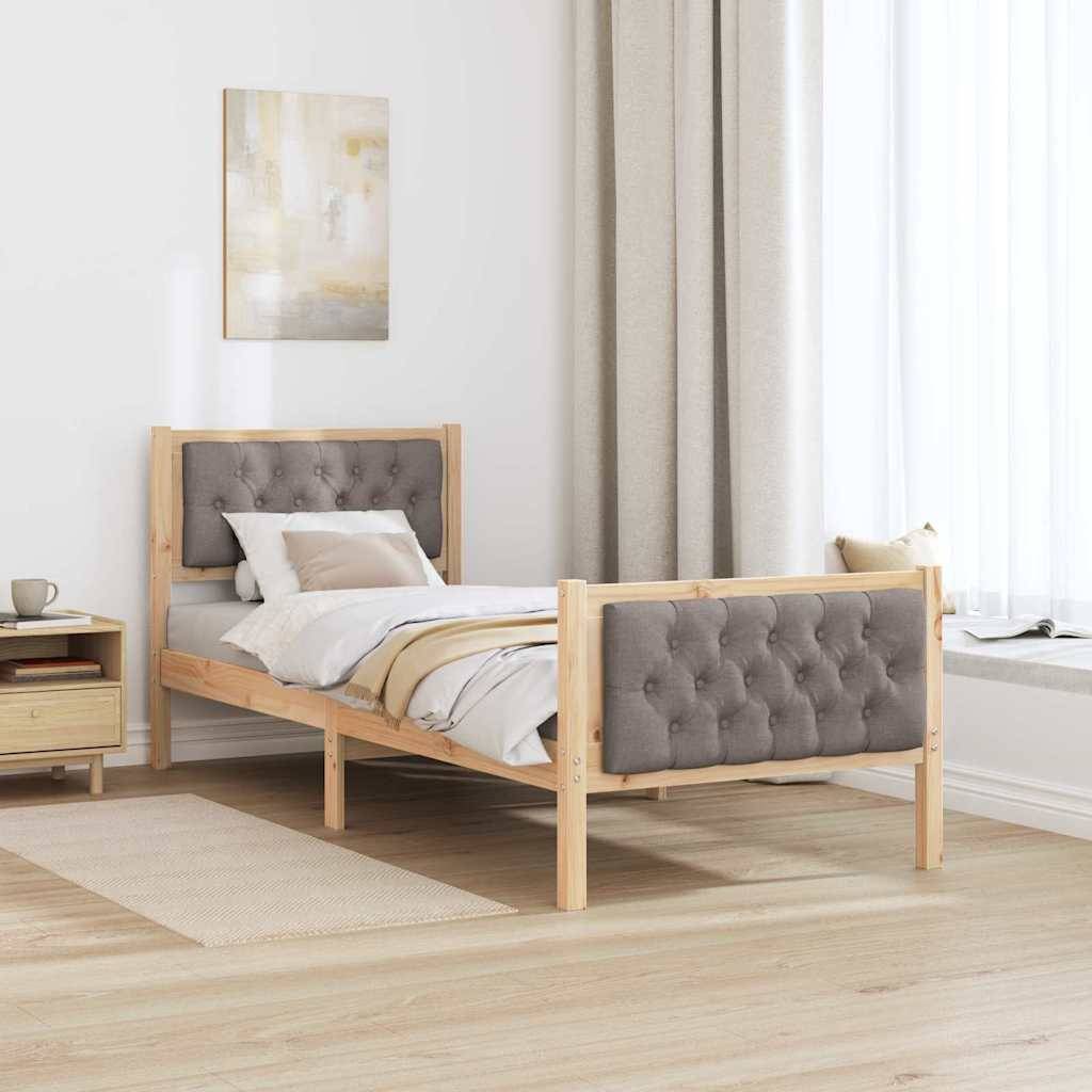 vidaXL Bettrahmen mit Kopfteil Taupe 80 x 200 cm Massives Kiefernholz