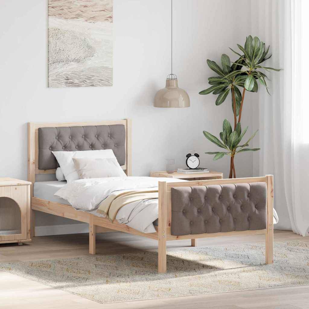 vidaXL Bettrahmen mit Kopfteil Taupe 80 x 200 cm Massives Kiefernholz