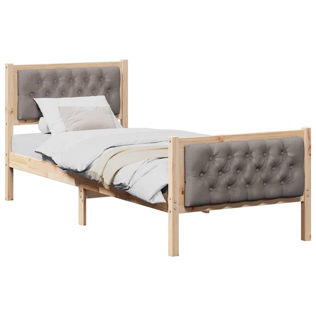 vidaXL Bettrahmen mit Kopfteil Taupe 80 x 200 cm Massives Kiefernholz
