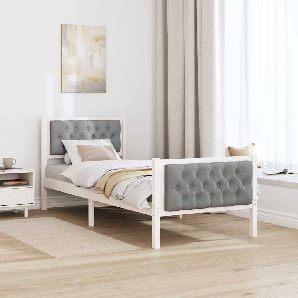 vidaXL Bettrahmen Hellgrau 80 x 200 cm Massives Kiefernholz