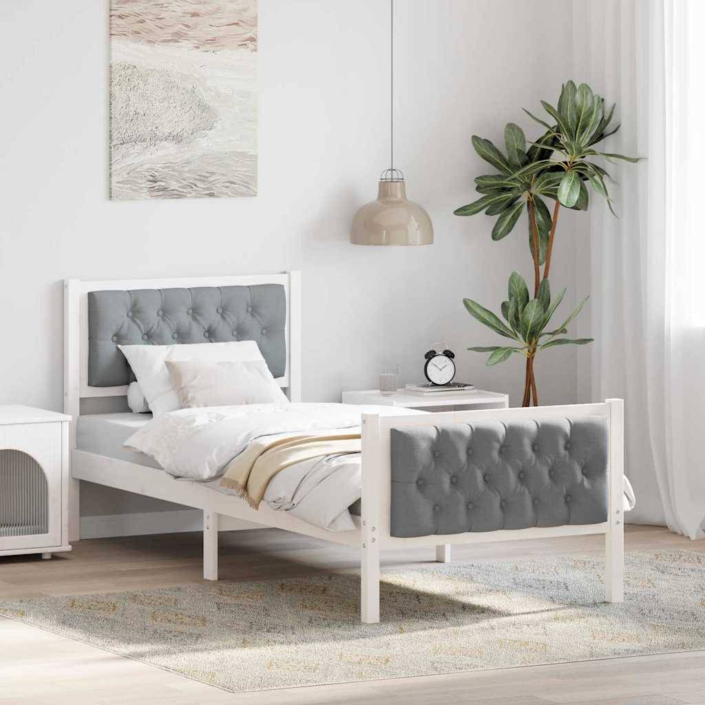 vidaXL Bettrahmen Hellgrau 80 x 200 cm Massives Kiefernholz