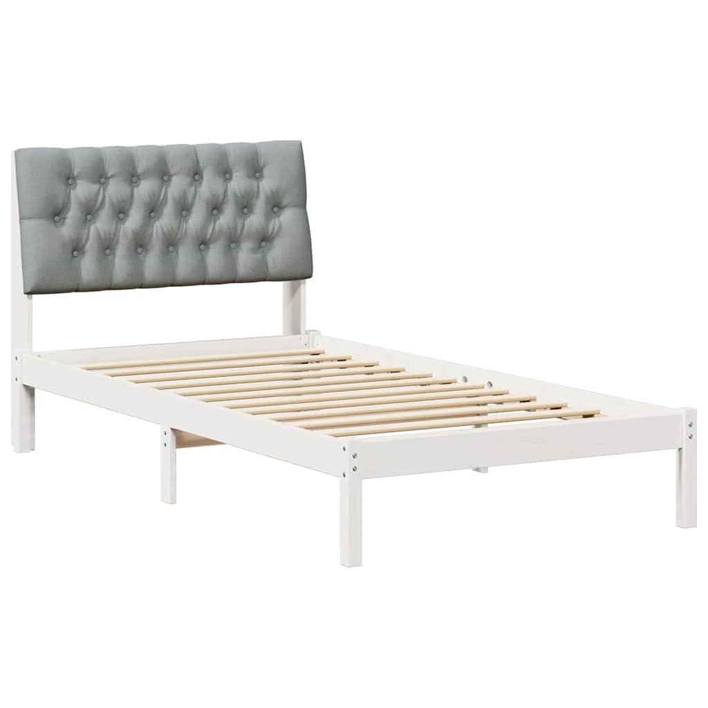 vidaXL Bettgestell mit gepolstertem Kopfteil Weiß 100 x 200 cm
