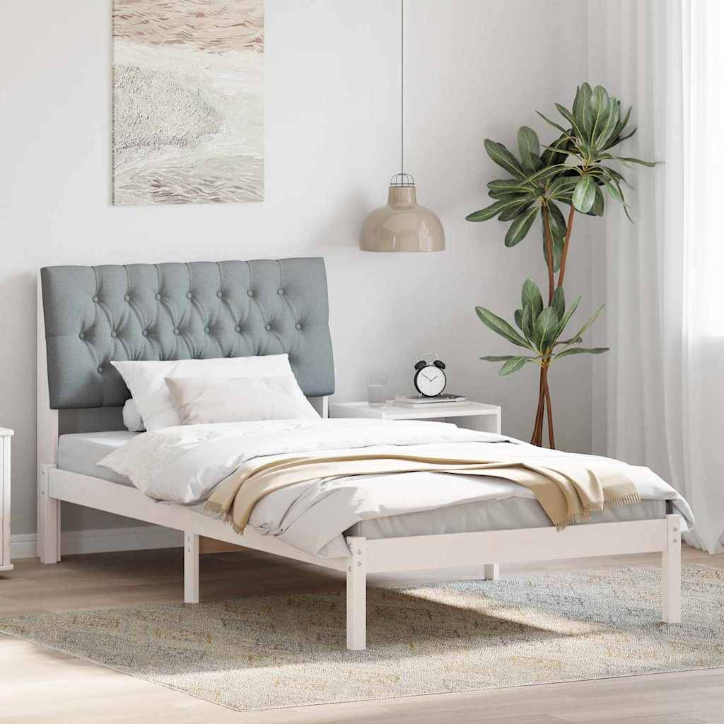 vidaXL Bettgestell mit gepolstertem Kopfteil Weiß 100 x 200 cm