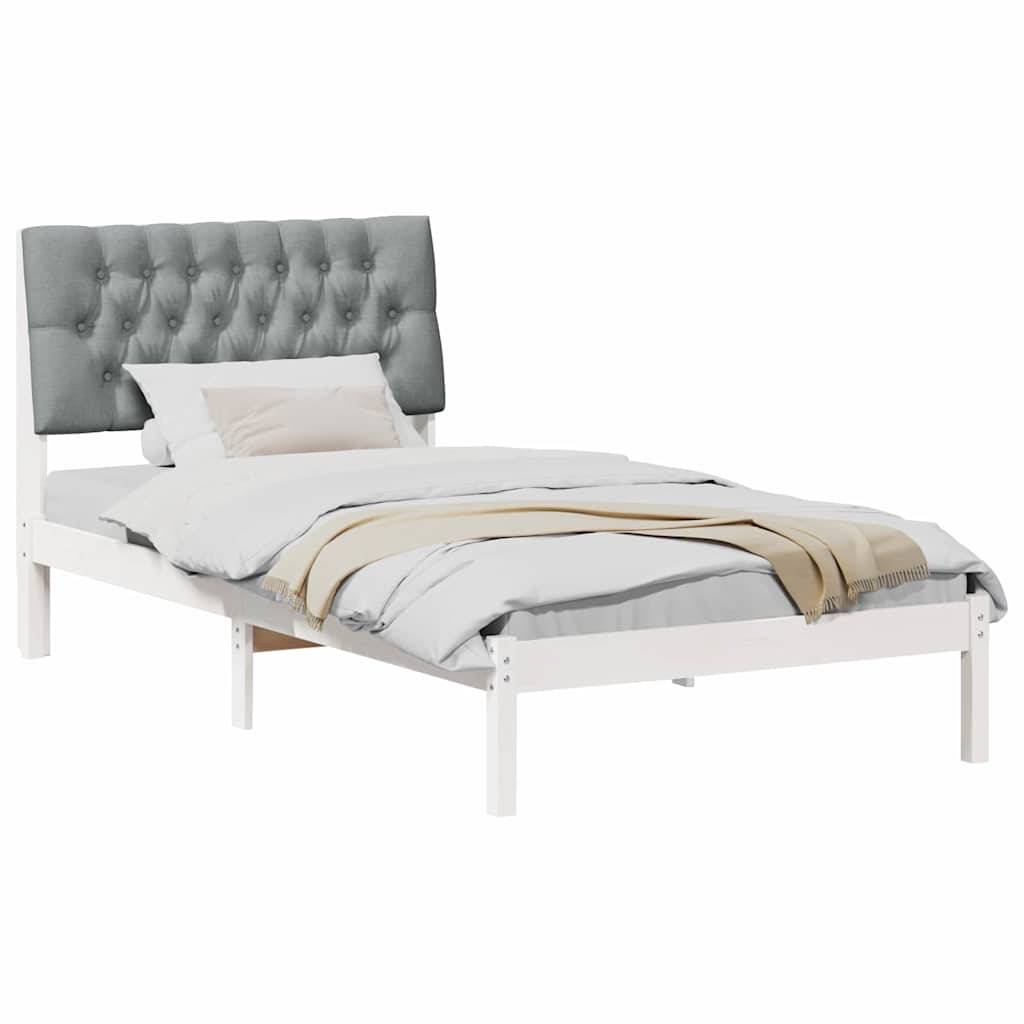 vidaXL Bettgestell mit gepolstertem Kopfteil Weiß 100 x 200 cm