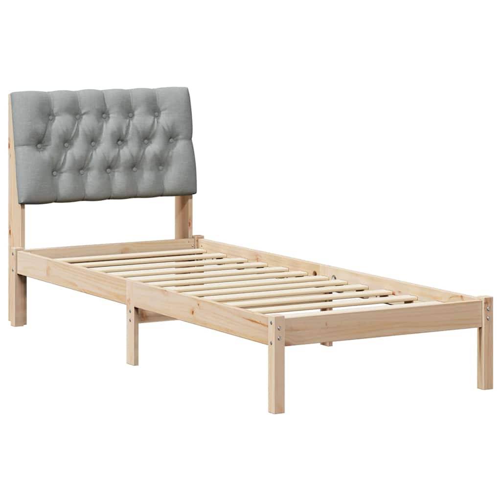 vidaXL Bettgestell mit gepolstertem Kopfteil Braun 75 x 190 cm