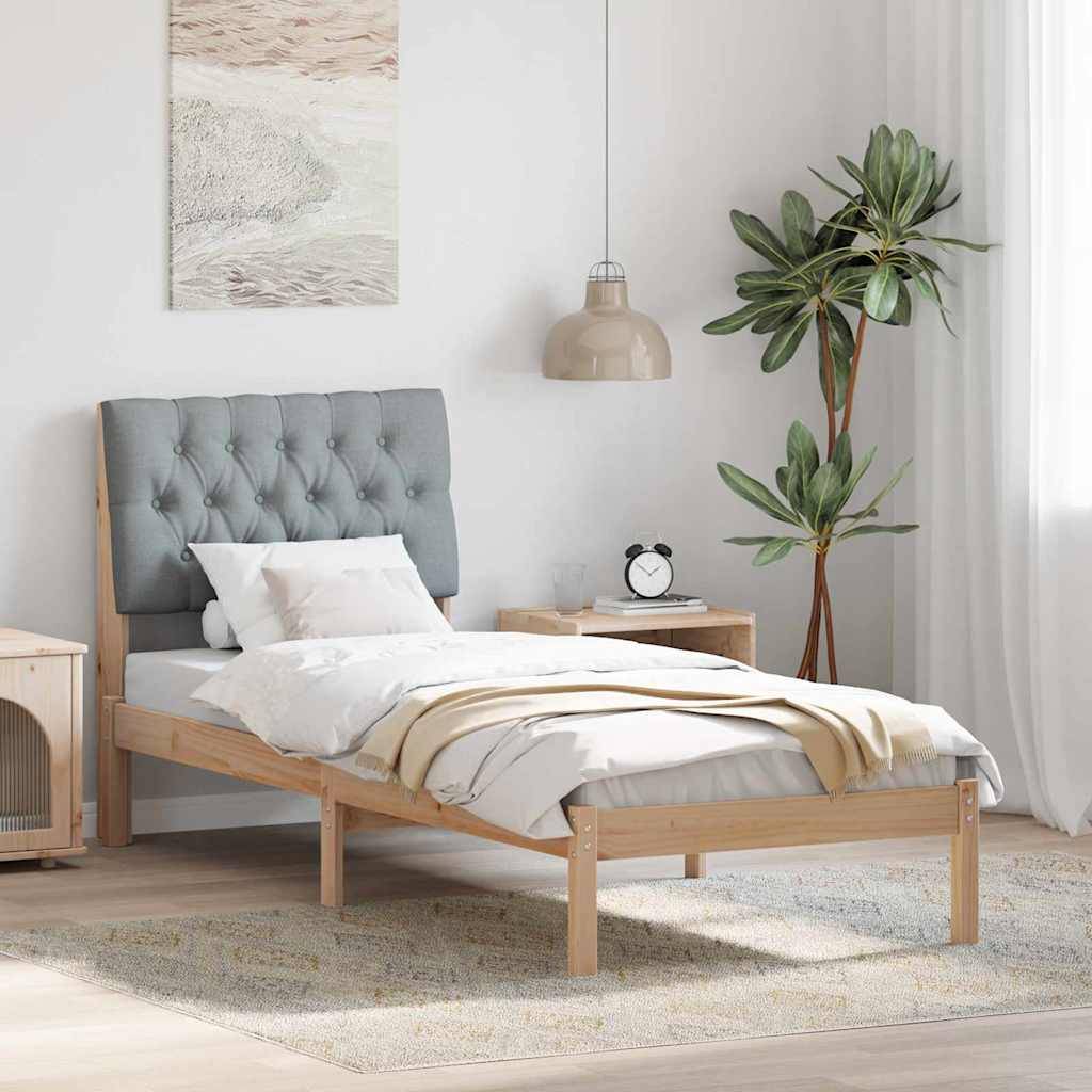 vidaXL Bettgestell mit gepolstertem Kopfteil Braun 75 x 190 cm