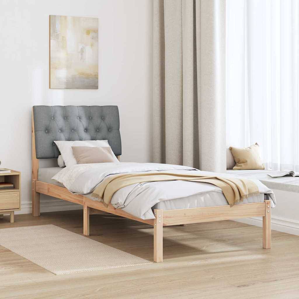 vidaXL Bettgestell mit gepolstertem Kopfteil Braun 75 x 190 cm