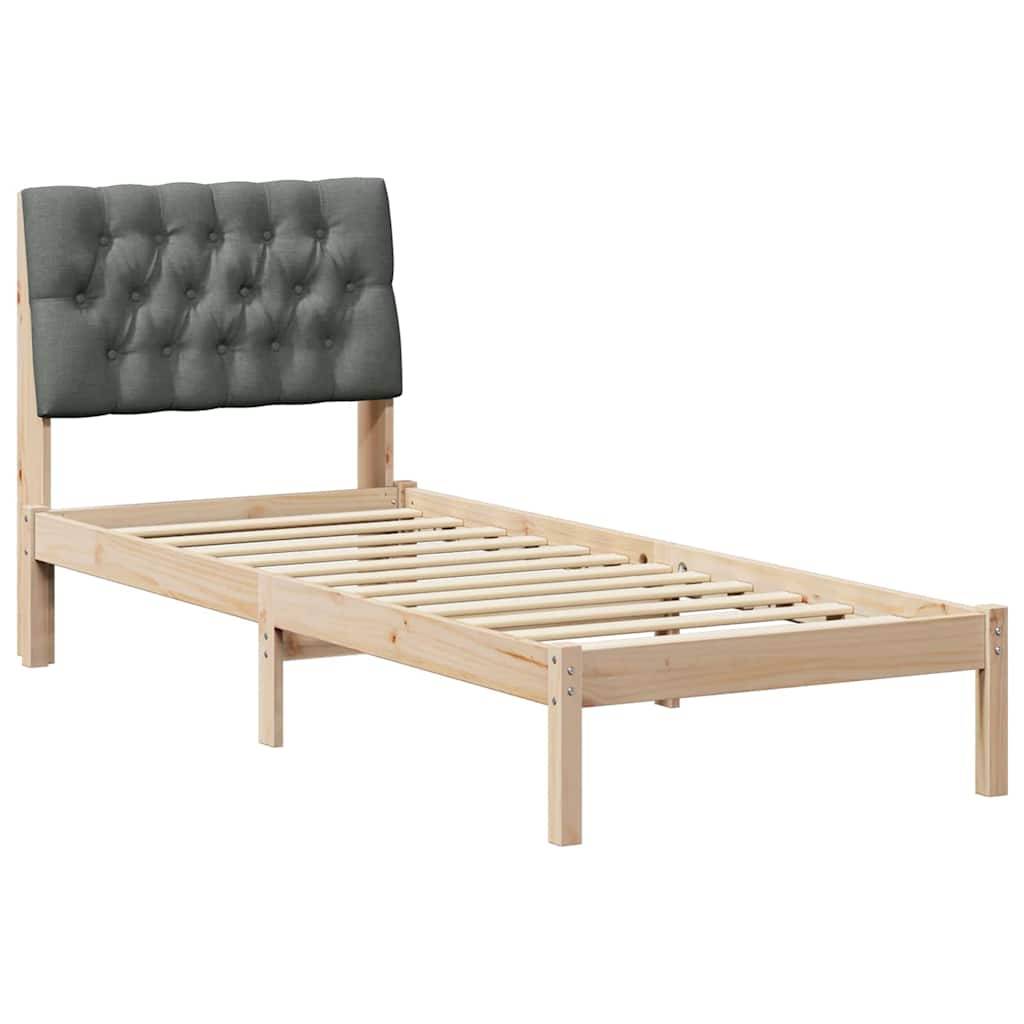 vidaXL Bettgestell mit gepolstertem Kopfteil Braun 75 x 190 cm