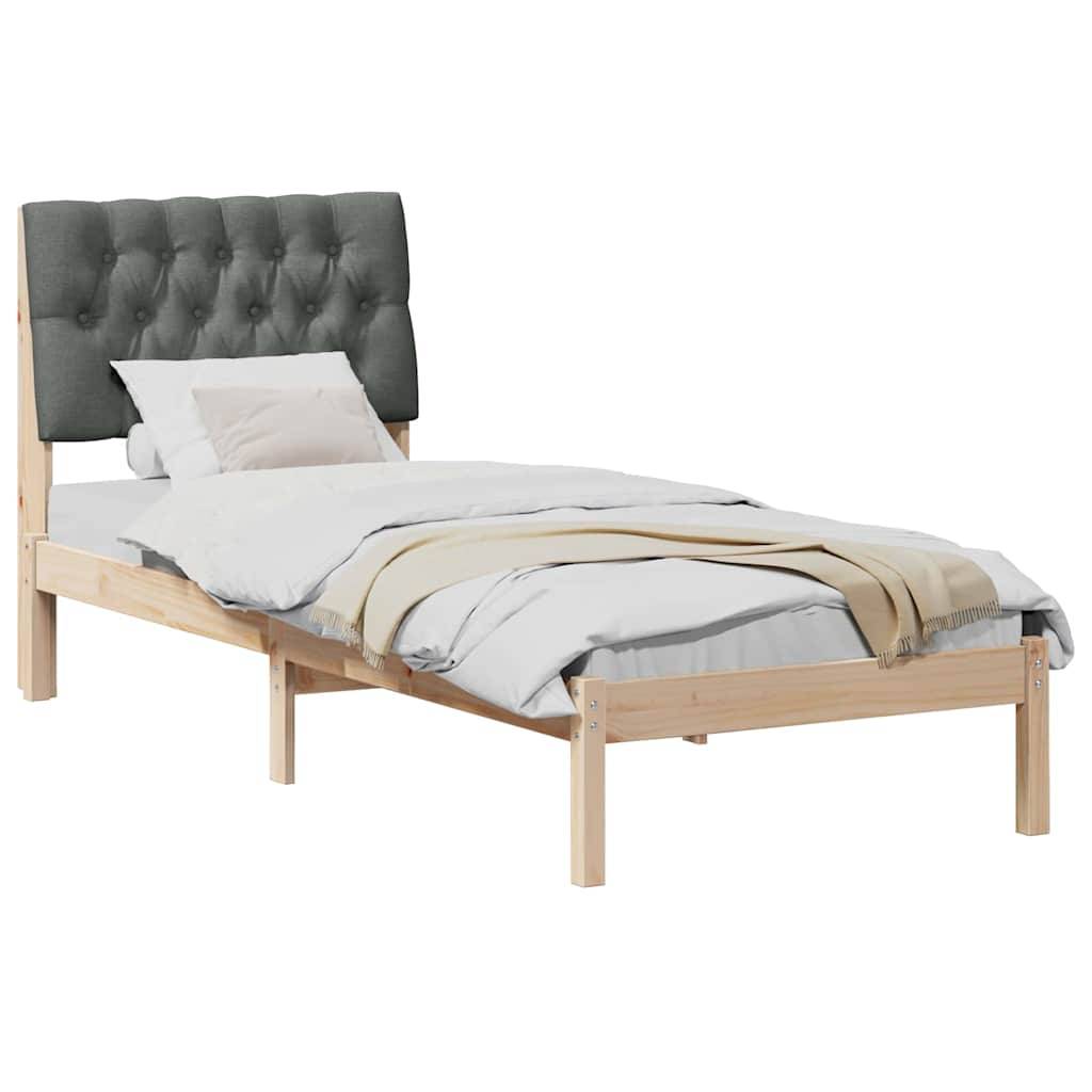 vidaXL Bettgestell mit gepolstertem Kopfteil Braun 75 x 190 cm