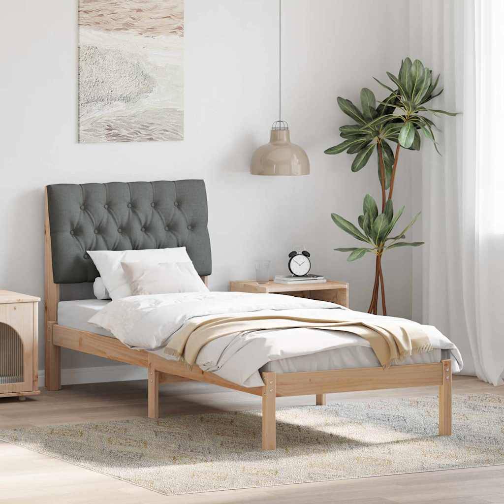 vidaXL Bettgestell mit gepolstertem Kopfteil Braun 75 x 190 cm