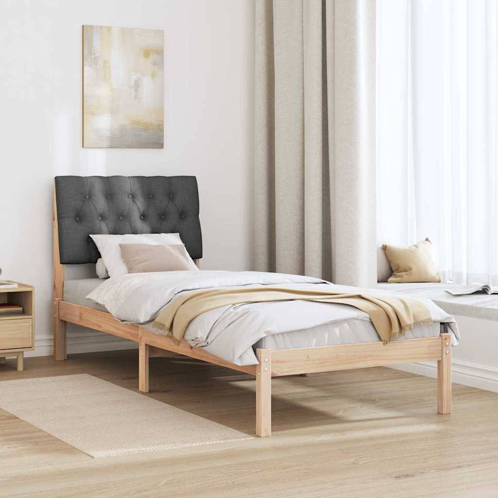 vidaXL Bettgestell mit gepolstertem Kopfteil Braun 75 x 190 cm