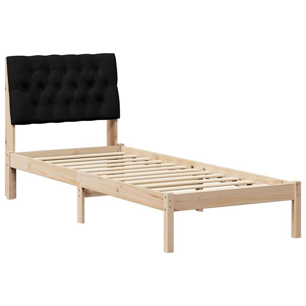 vidaXL Bettgestell mit gepolstertem Kopfteil Braun 75 x 190 cm