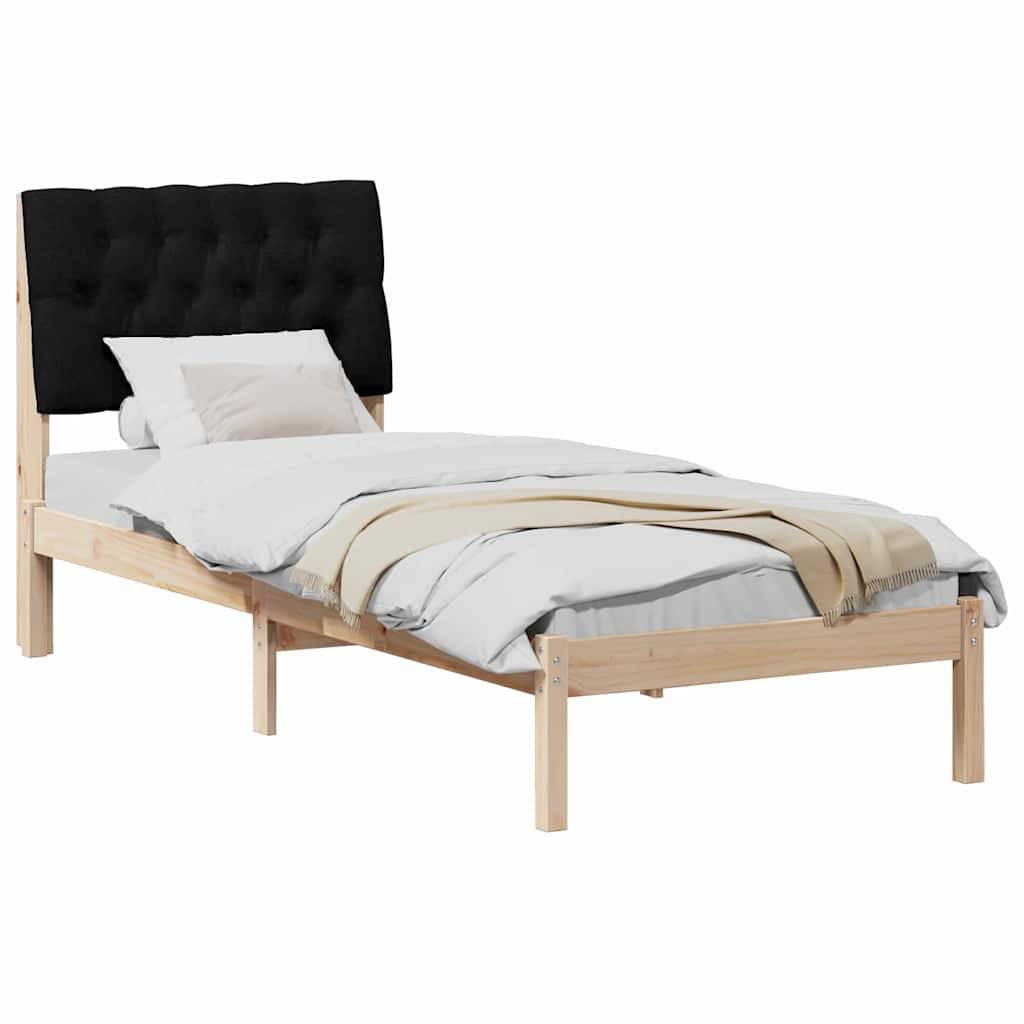 vidaXL Bettgestell mit gepolstertem Kopfteil Braun 75 x 190 cm