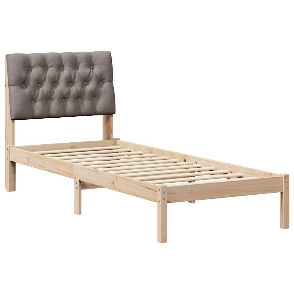 vidaXL Bettgestell mit gepolstertem Kopfteil Braun 75 x 190 cm