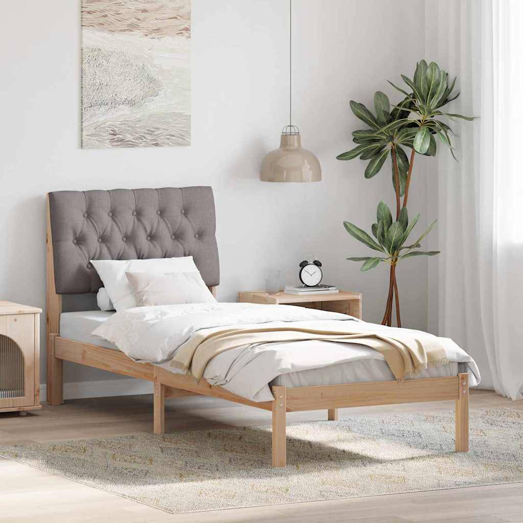 vidaXL Bettgestell mit gepolstertem Kopfteil Braun 75 x 190 cm
