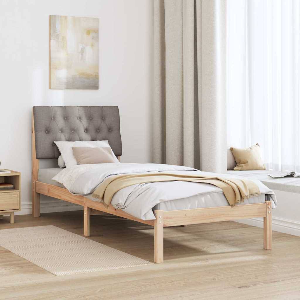 vidaXL Bettgestell mit gepolstertem Kopfteil Braun 75 x 190 cm