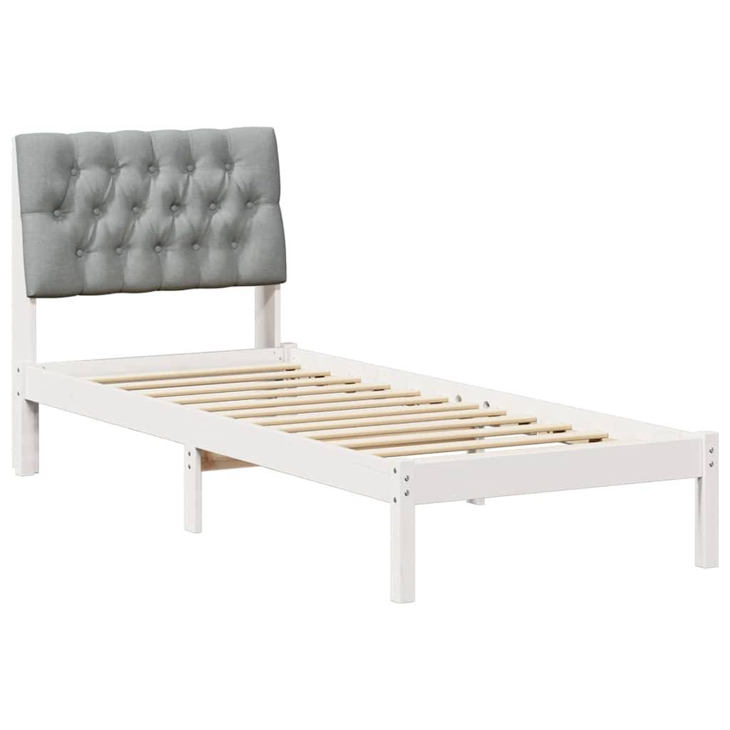 vidaXL Bettgestell mit gepolstertem Kopfteil Weiß 75 x 190 cm
