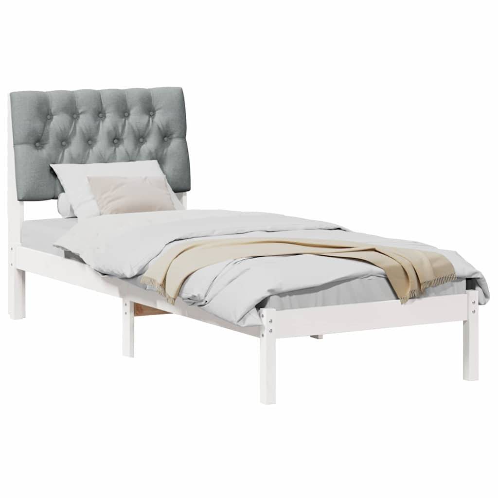 vidaXL Bettgestell mit gepolstertem Kopfteil Weiß 75 x 190 cm