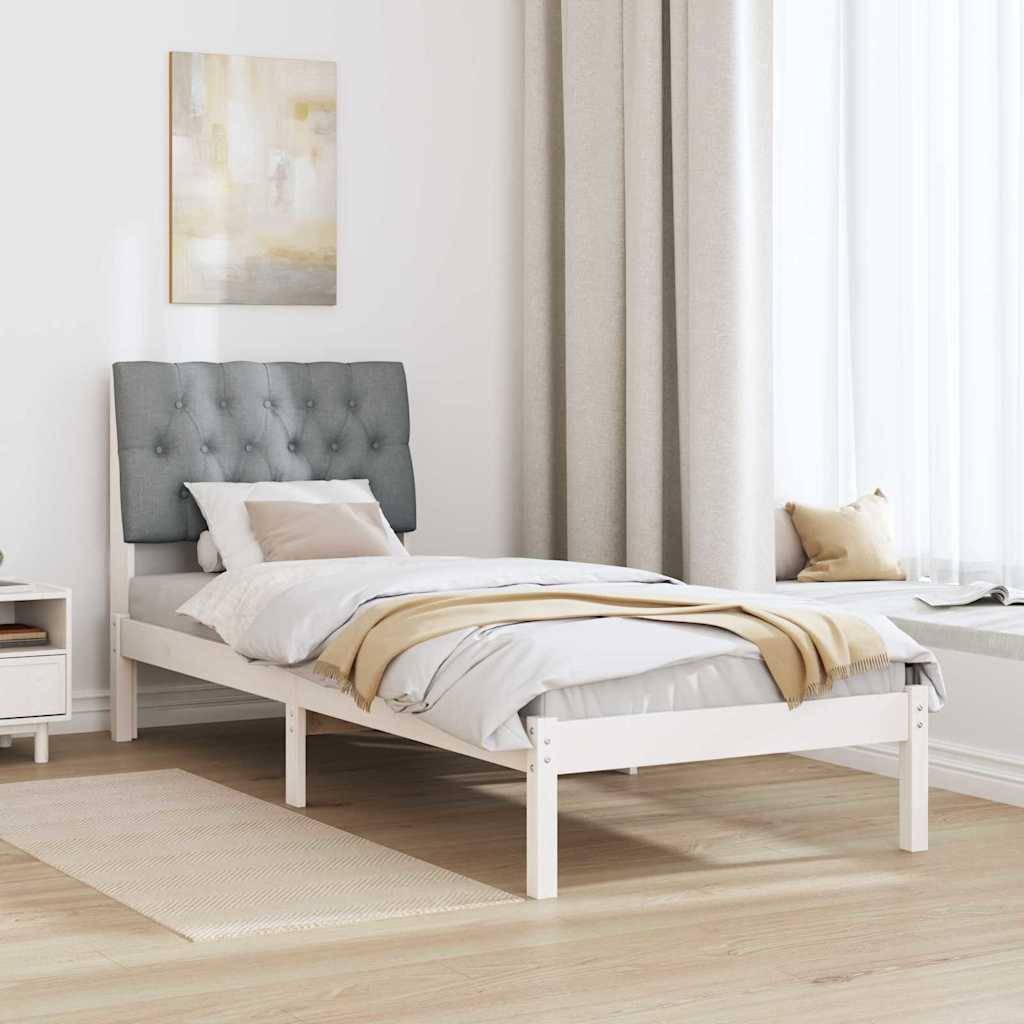 vidaXL Bettgestell mit gepolstertem Kopfteil Weiß 75 x 190 cm
