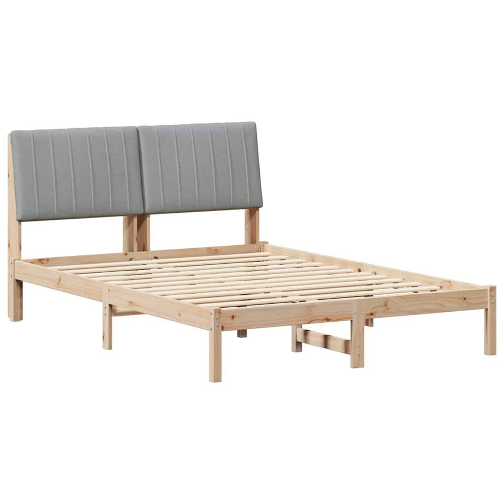 vidaXL Bettrahmen mit Kopfteil Braun 135 x 190 cm Massives Kiefernholz