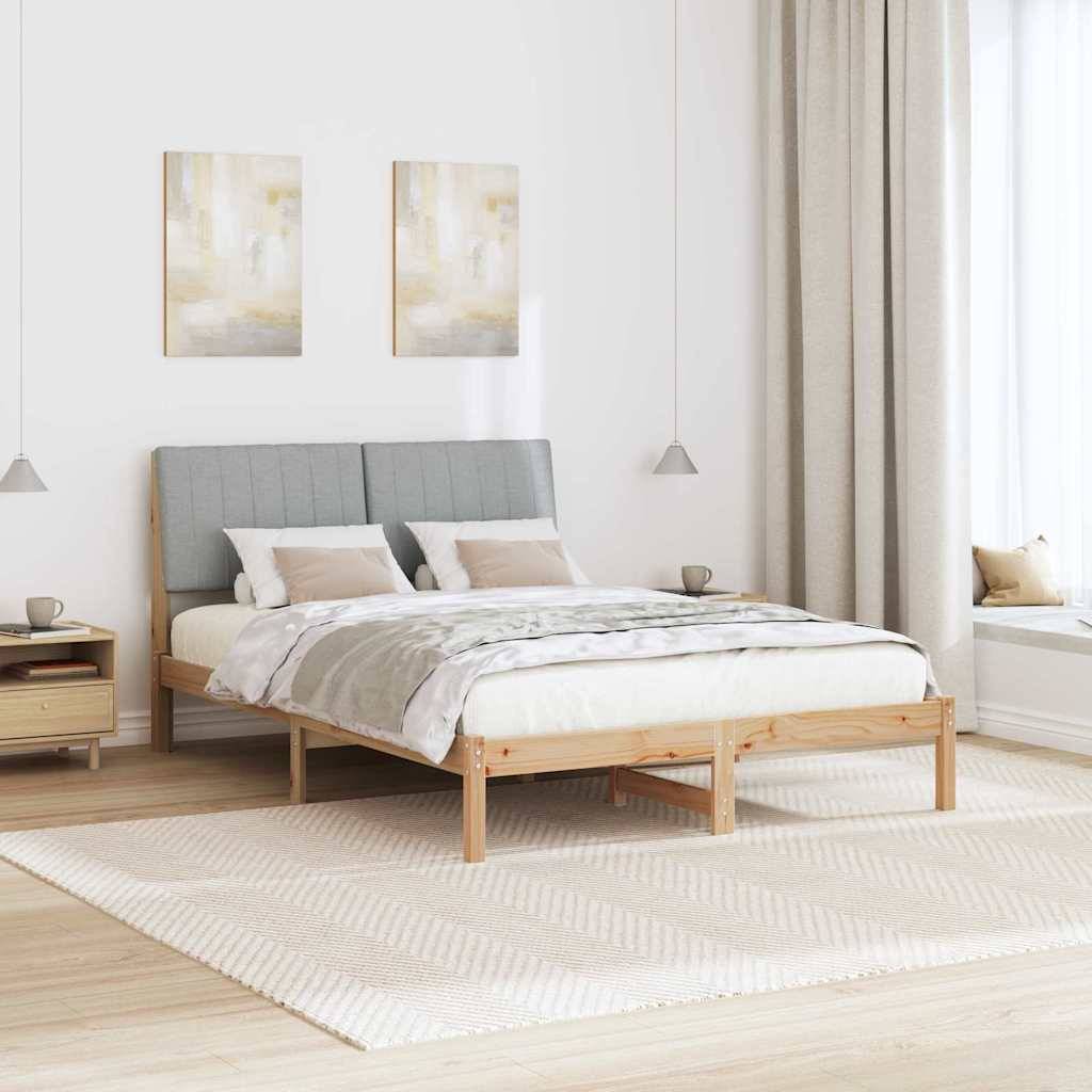 vidaXL Bettrahmen mit Kopfteil Braun 135 x 190 cm Massives Kiefernholz