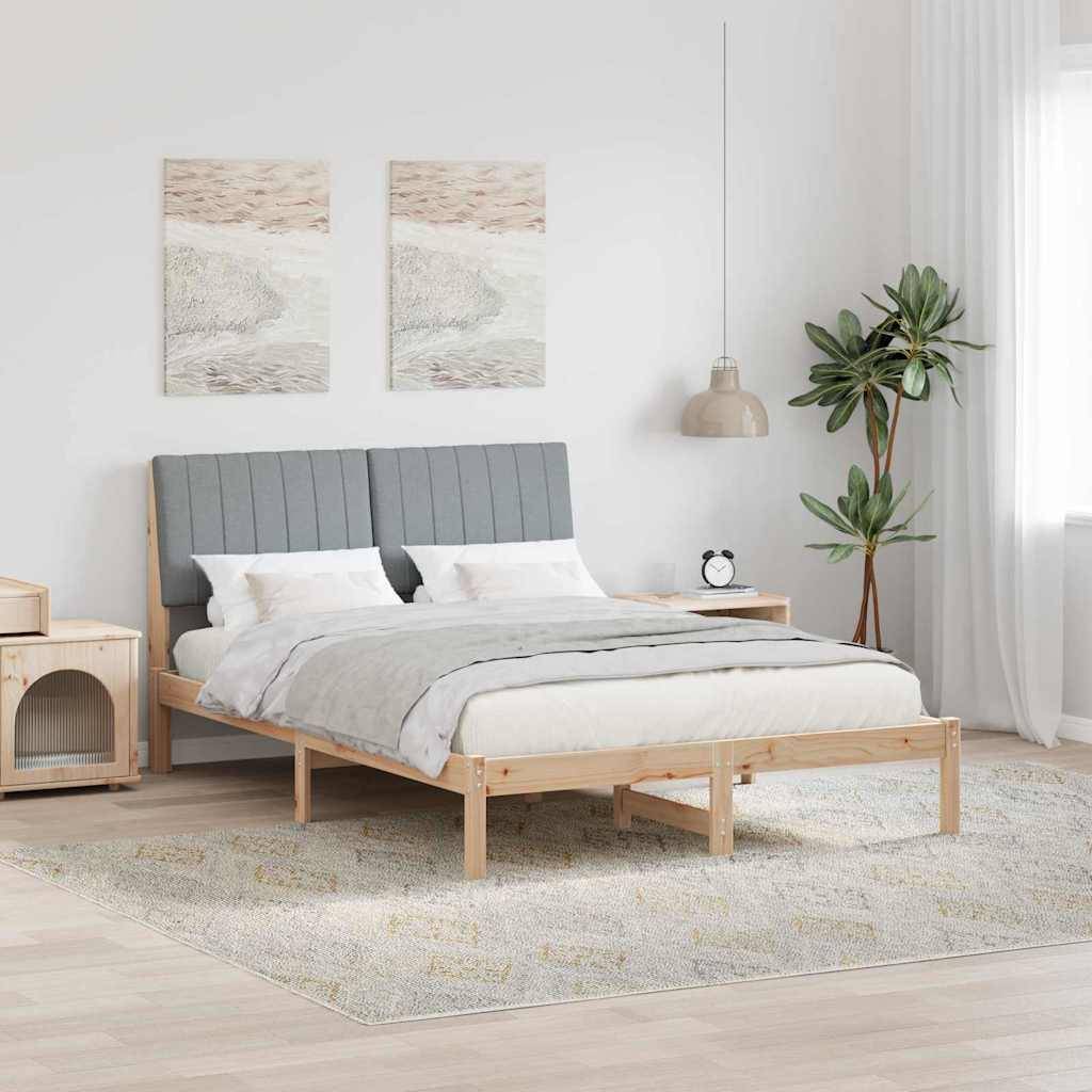 vidaXL Bettrahmen mit Kopfteil Braun 135 x 190 cm Massives Kiefernholz
